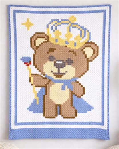 Crochet C2C Crowned Teddy Bear Baby Blanket Pattern | C2C Afghan (PDF Only) - Etsy
