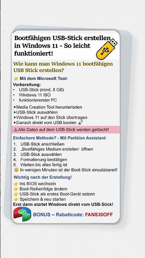 Windows 11 bootfähigen usb stick erstellen – einfacher als viele denken!#windows #tips #bootableusb