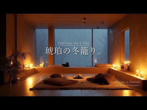 Cozy Night | Amber Winter Retreat 🌙 Relaxing Lo-fi Guitar for Study, Work and Sleep [110 Min] 🎸