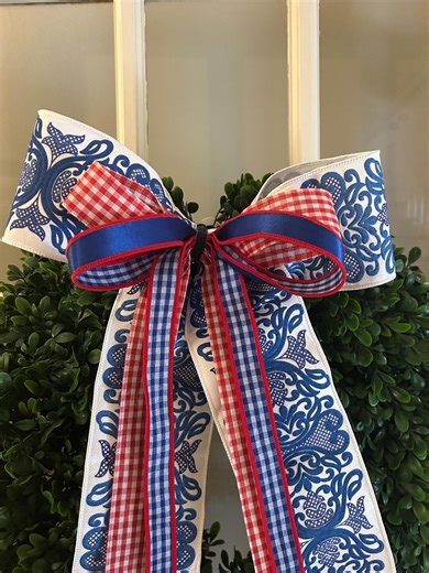 Patriotic Navy Blue Filigree Hydrangea Ribbon Bundle, Spring Decor Wired Ribbon - Etsy