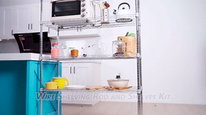 Thyle Set of 4 Wire Shelving Poles Including 8 Pcs 36'' Poles and 50 Pcs Shelf Clips, Heavy Duty Chrome Commercial Wire Shelving Parts for 1" Post Shelf Rack Accessories Replacement(74")