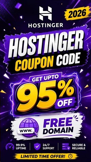 Hostinger Coupon Code 2026 🔥 Get 97% OFF + Free Domain (Limited Time!) | Hostinger Coupon Code
