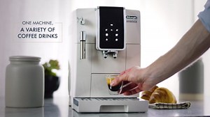 De'Longhi Dinamica Automatic Coffee & Espresso Machine with 17 ounce (500 ml) Milk Frothing Pitcher, White, ECAM35020W