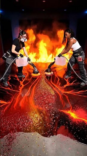 Fiery Lava Flow Metallic Floor #EpoxyFloor #LavaFlow #viralvideos #millionviews