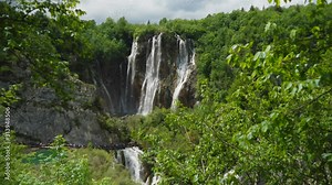 top step of veliki slap waterfall at plitvice lakes national park in croatia