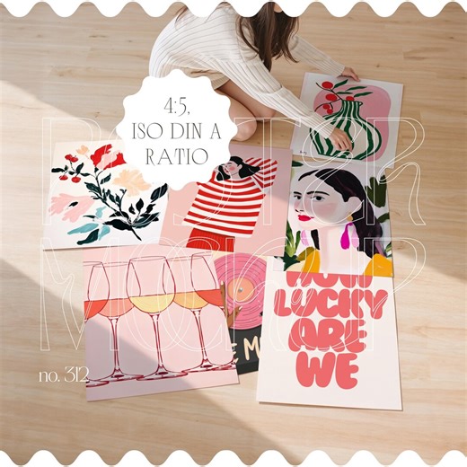 Gallery Wall Mockup for Posters, Multiple Posters Mockup With Person, Poster Gallery Mockup Template, Flatlay Mockup for Poster Display - Etsy