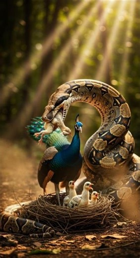 Peacock vs Python | Mother’s Rage in the Wild 🐍🦚 #shorts