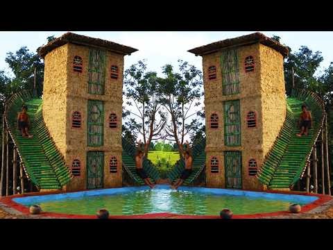 91M in 6 years: Bamboo Water Slide Around House And Build Big Swimming Pool (full)
