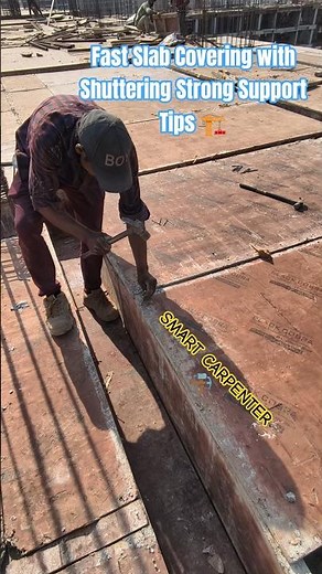 Fast Slab Covering with Shuttering Strong Support Tips 🏗️ #shuttering #slab #plywood #carpenter