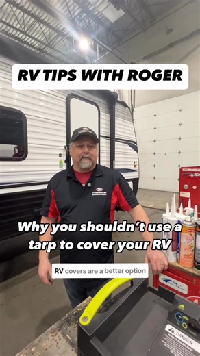 Tarps from your local hardware store might seem like a quick fix, but their rough textures can scratch and damage your RV’s exterior. Protect your investment with a proper RV cover! ✨ Our expert service technician Roger shares why using the right cover matters and how to keep your RV looking its best all year long. Shop RV covers here: rvparts.fraserway.com or visit our dealership today! #RVMaintenance #RVTips #FraserwayRV | Fraserway RV - Leduc