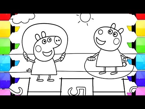 Peppa and Suzy are skipping rope Drawing Easy, Peppa Pig Drawing and Coloring for Kids, Peppa Pig, 2