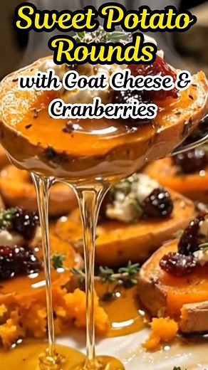 🧁 Sweet Potato Rounds with Goat Cheese & Cranberries – Don’t Lose This Recipe 🍽️“Pure Southern Sweetness Made Simple.” When the oven hums low and the smell of roasted sweet potatoes mingles with honey and thyme, that’s when Southern magic begins. These caramelized rounds, crowned with creamy goat cheese and jewel-like cranberries, are what Sunday suppers were made for — the kind of dish Grandma would serve before telling everyone to hush and taste. Don’t Lose This Recipe. 🥣 Ingredients 2 larg