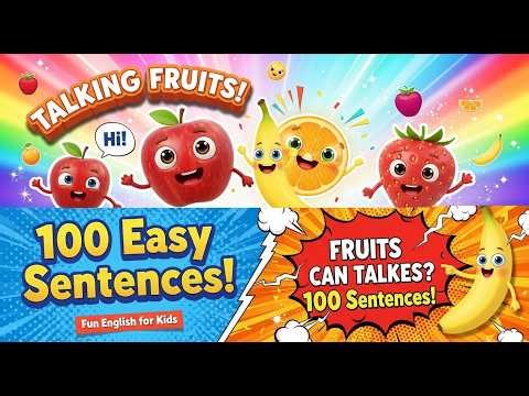 Talking Fruits for Kids | 100 Easy English Sentences | Fun Learning Video