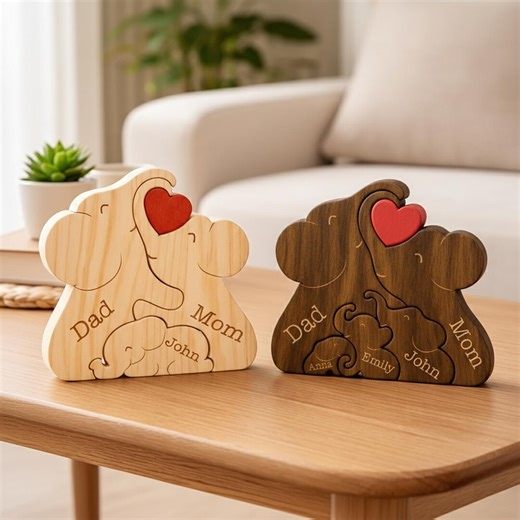 Personalized Wooden Elephant Family Puzzle, Mothers Day Gift, Family Keepsake Gift Mom Birthday Gift, Family Gift, Baby Shower Nursery Decor - Etsy