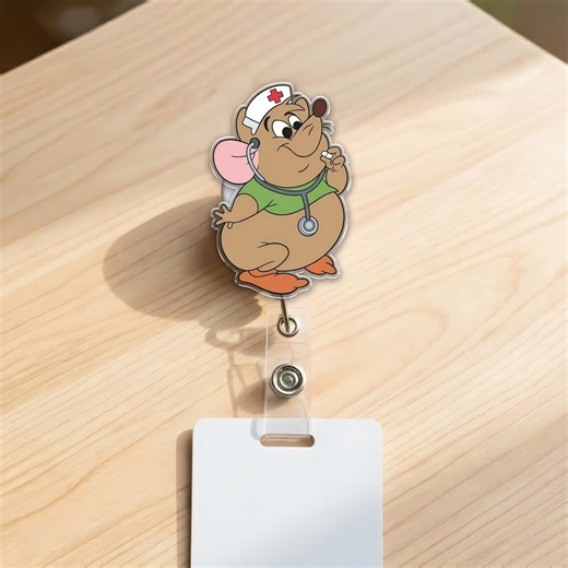 Gus Gus Badge Reel, Cinderella Mouse ID Clip, Cruisin for the Snacks Badge, Funny Disney Badge Holder, Cute Nurse Name Tag G6HA04-02 - Etsy Canada