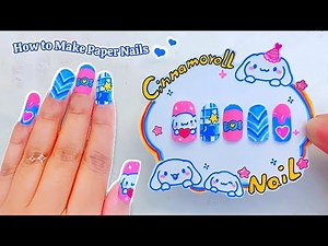 How to make Paper Nails Tutorial *easy diy* paper nails diy tutorial 💅 paper craft / Sanrio crafts