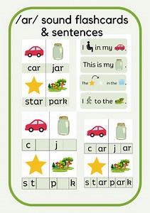 /ar/ digraph sound flashcards with pictures & sentence construction