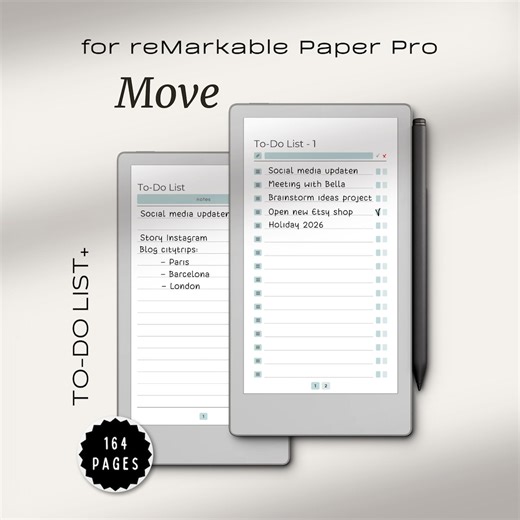 To-do List for Remarkable Paper Pro Move | Remarkable Task Tracker | Checklist | Notes | to Do List Template | Remarkable Template to Do - Etsy