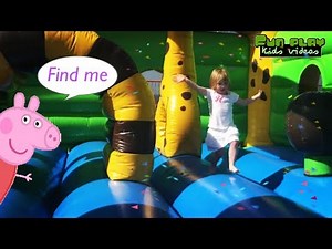 Fun Outdoor Playground for kids | Entertainment for Children Play Center with peppa pig surprise