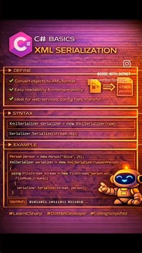 XML Serialization in C# 💻Convert objects to XML easily 🚀#CSharp#DotNet#Programming
