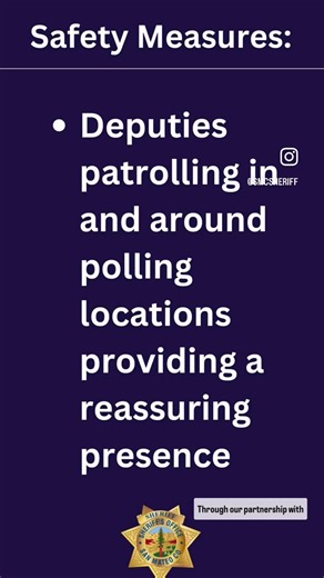 3.2K views · 45 reactions | At the San Mateo County Sheriff’s Office, we are here to help ensure the safety of all voters and those working at the polls. Election Day and every day, remember—if you see something, say something. Report any suspicious activity to local law enforcement. | San Mateo County Sheriff's Office | Facebook