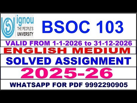 BSOC 103 solved assignment 2025-26 in English || bsoc 103 solved assignment 2026 || bsoc103 2025-26