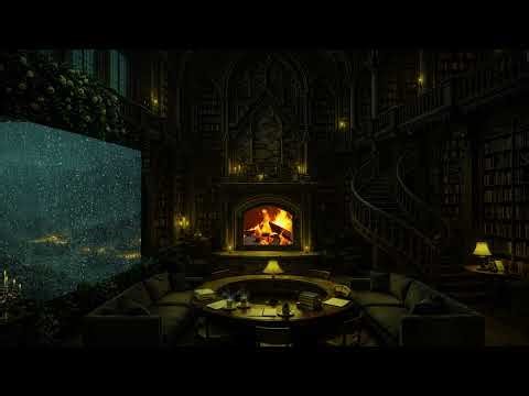 Gothic Library ASMR 🌧️ Rain Outside, Cozy Inside | Deep Sleep & Calm Mind (No Ads)