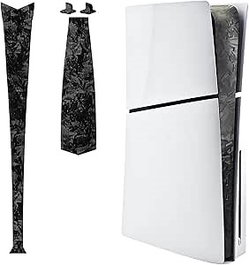 Luck&Link Skin Sticker For PS5 Slim Console Center Part Protection Texture Sticker, For PS5 SILM Digital Edition And Disc Edition Host Middle Strip Texture Skin Scratch Resistant (Forged carbon fiber)