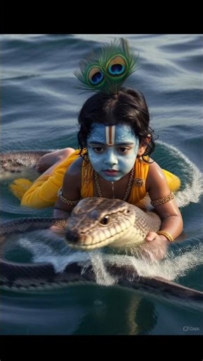 Krishna with Snake/💐🌺🌿🌿🪷🌼🌼/#Shorts