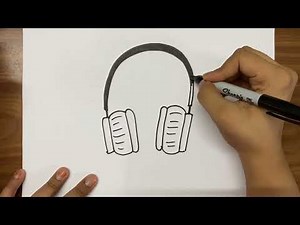 How to draw headphones in easy step by step tutorial for beginners and kids #learndrawing