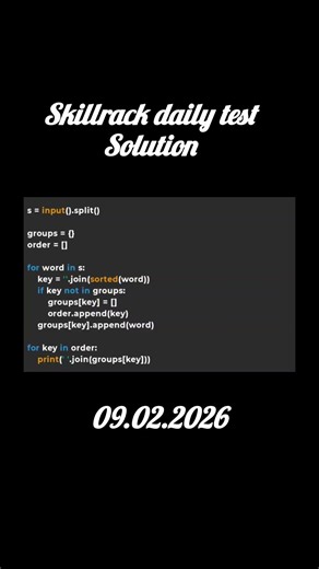 Skillrack daily test solution (09.02.2026) #coding #python #correctcoding