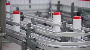 Liquid Detergent on Automated Production Line. Clip. Production line of production chemicals