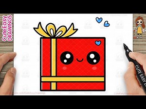 How to Draw a Cute Gift Box Easy Step-By-Step Drawing and Coloring for Kids and Toddlers - Videos For Kids