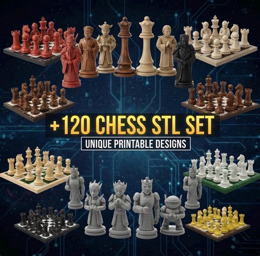 120  Chess Set STL Bundle | 3D Printable Chess Pieces Collection | Digital Download - Etsy Australia
