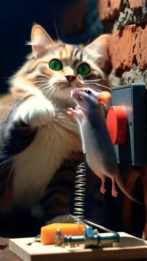 “Smart Cat vs Clever Mouse – The Ultimate Trap Moment!” 🐱🐭⚠️#cat #funnypets