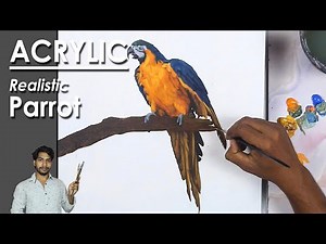 How to Paint Realistic Parrot in Acrylic | step by step | Supriyo