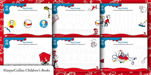The Cat in the Hat: Fine Motor Skills Pencil Control Worksheets