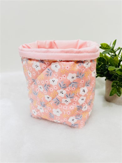Handmade Quilted Boho Cotton Basket – 7 Inch Fabric Storage Bin - Etsy
