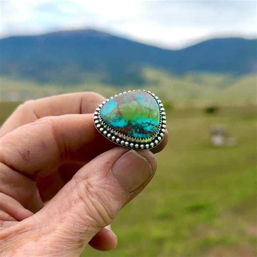 Kingman Hardy Pit Turquoise Ring Handmade in USA Minimalist Modern Southwest Style - Etsy