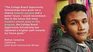 The #OpportunityScholarships program can support you as you work toward your college goals with 🗺️ guidance and 💰 money. The #Classof2020 can earn scholarships now. The #Classof2021 can start earning scholarships next month. http://spr.ly/61831zRQt | College Board