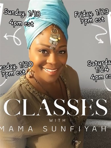 ✨ THIS WEEK CLASSES WITH MAMA SUNFIYAHH ✨ Four powerful classes. Four different conditions. One intentional week of elevation, alignment, and real work. Link in bio. #Hoodoo #Rootwork #rootworkersoftiktok #Conjure