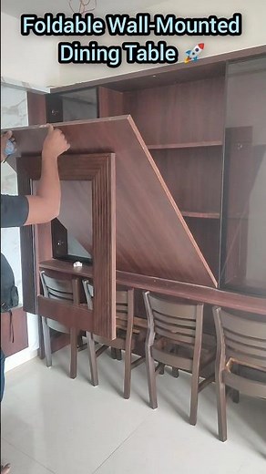 Genius Space-Saving Idea | Foldable Wall-Mounted Dining Table with Chairs 🚀‪@ARCHSCAPEINTERIORS‬