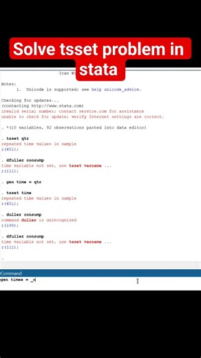 SOLVE TIME SERIES DECLARING ERROR IN STATA !! #timeseries #excel