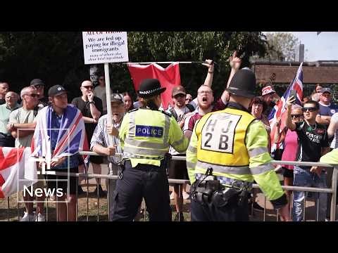 Protests and counter protests over hotels housing asylum seekers held across UK