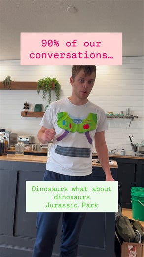 If you spent a day with us, you’d hear a lot of this: random words, movie quotes, and lines from scenes JJ loves. “Dinosaurs.” “What about dinosaurs?” “Jurassic Park.” That’s our world. JJ has speech, but much of what he says comes from movies (scripting, quoting, or mixing lines and movie titles). It’s how he connects, how he expresses joy, and how he makes sense of the world. It’s also mind numbing and exhausting. I remind myself that many parents would love to hear their child’s voice. #ThisI