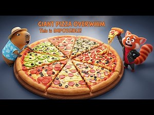 30 INCH GIANT PIZZA CHALLENGE! 🍕 Capybara & Red Panda vs. MONSTER Pizza! (IMPOSSIBLE Food Challenge)