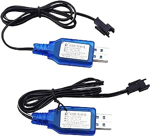 Blomiky 3.7V 800mA Fast USB Charge Cable with SM-2P Connector Plug fit for Amphibous RC Stunt Cars RC Boat Vehicles 3.7V Lithium Lipo Battery / 3.7V Fast USB 2