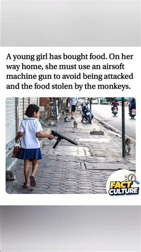 Girl uses airsoft gun to protect her food from monkeys. #Monkeys #Airsoft #Survival #Viral