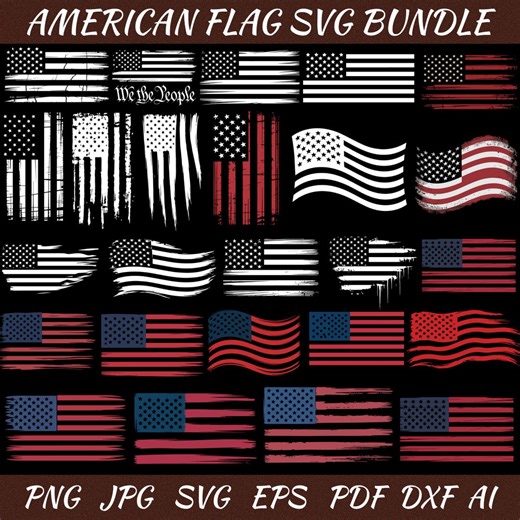 American Flag Svg Bundle - American Flag Svg Download - White US Flag Svg Cut File - Grunge Flag Svg for Cricut Silhouette - 4th of July Svg - Etsy