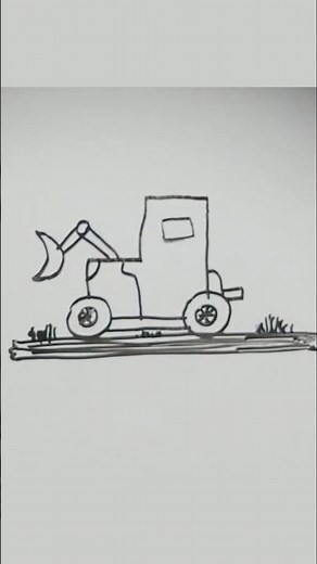 Simple Excavator Drawing – Easy Construction Vehicle Sketch